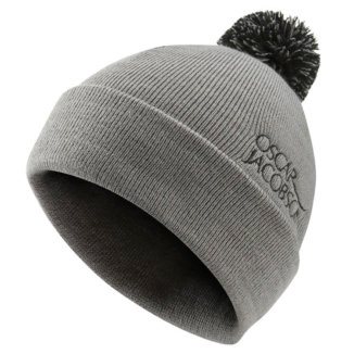 Oscar Jacobson Knitted II Bobble Golf Beanie Pewter OJHAT0004