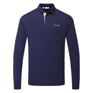 Calvin Klein Medina Long Sleeve Golf Polo Shirt Evening Blue