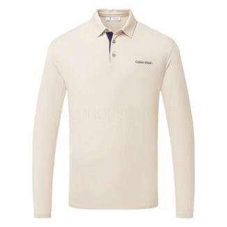 Calvin Klein Medina Long Sleeve Golf Polo Shirt Sand Marl