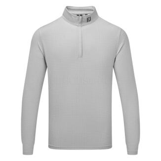 FootJoy Glen Plaid Print Chill-Out 1/4 Zip Golf Pullover Grey Cliff 81638