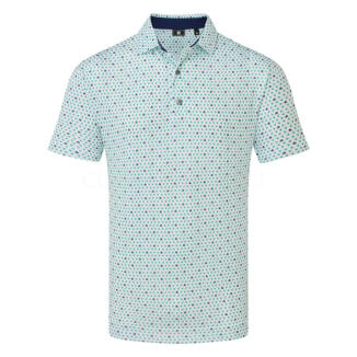 FootJoy Flying Wasp Print Golf Polo Shirt White/Emerald/Navy 31934