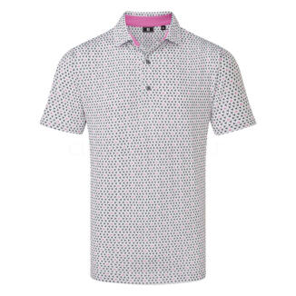 FootJoy Flying Wasp Print Golf Polo Shirt White/Black/Pink 31935