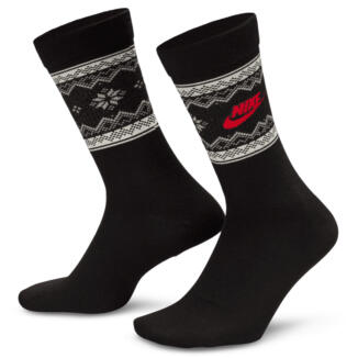 Nike Festive Everyday Crew Golf Socks (1 Pair) Black/Coconut Milk/University Red FZ3071-010