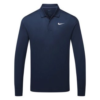 Nike Dry Victory Solid Long Sleeve Golf Polo Shirt College Navy/White DN2344-419