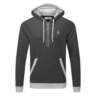 Original Penguin Colour Block 1/4 Zip Golf Hoodie Caviar Heather OGKFE027-011