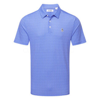 Original Penguin All-Over Pete Printed Golf Polo Shirt Amparo Blue OGKSC026-976