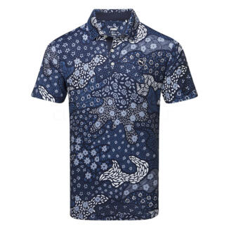 Puma Cloudspun Bloom Golf Polo Shirt Deep Navy 628405-01