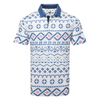 Puma Fair Isle Print Golf Polo Shirt White Glow/Blue Horizon 626836-01