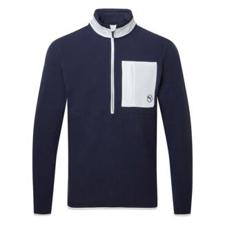 Puma Fleece 1/4 Zip Golf Sweater Deep Navy/White Glow 628407-01