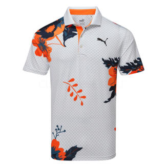 Puma MATTR Terrance Golf Polo Shirt White Glow/Rickie Orange 626985-05