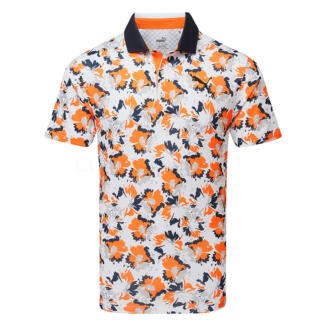 Puma Pique Borrego Golf Polo Shirt White Glow/Rickie Orange 626991-05