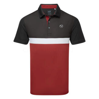 Puma Pure Colourblock Golf Polo Shirt Puma Black/Intense Red 624979-09