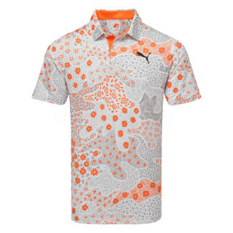 Puma Cloudspun Bloom Golf Polo Shirt White Glow/Rickie Orange 627486-04