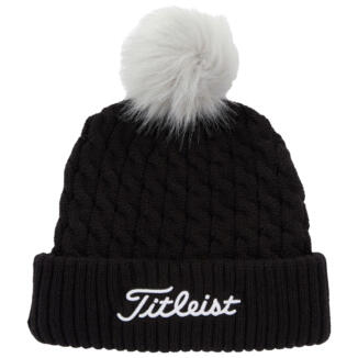 Titleist Cable Knit Pom Pom Golf Beanie Black/White TH23WCKNPN2-01