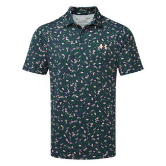 Under Armour Playoff 3.0 Open Floral Printed Golf Polo Shirt Midnight Navy/Forest Green/Tetra Grey 1378677-418