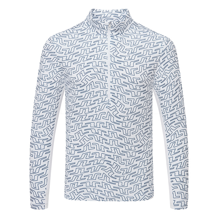 Luke Print Half Zip Midlayer, White - J Lindeberg Golf Outerwear