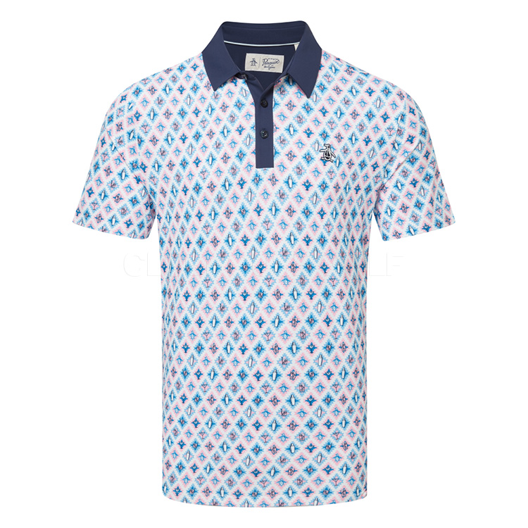 Original Penguin All-Over Atomic Cocktail Print Polo Shirt - Caviar L AW23